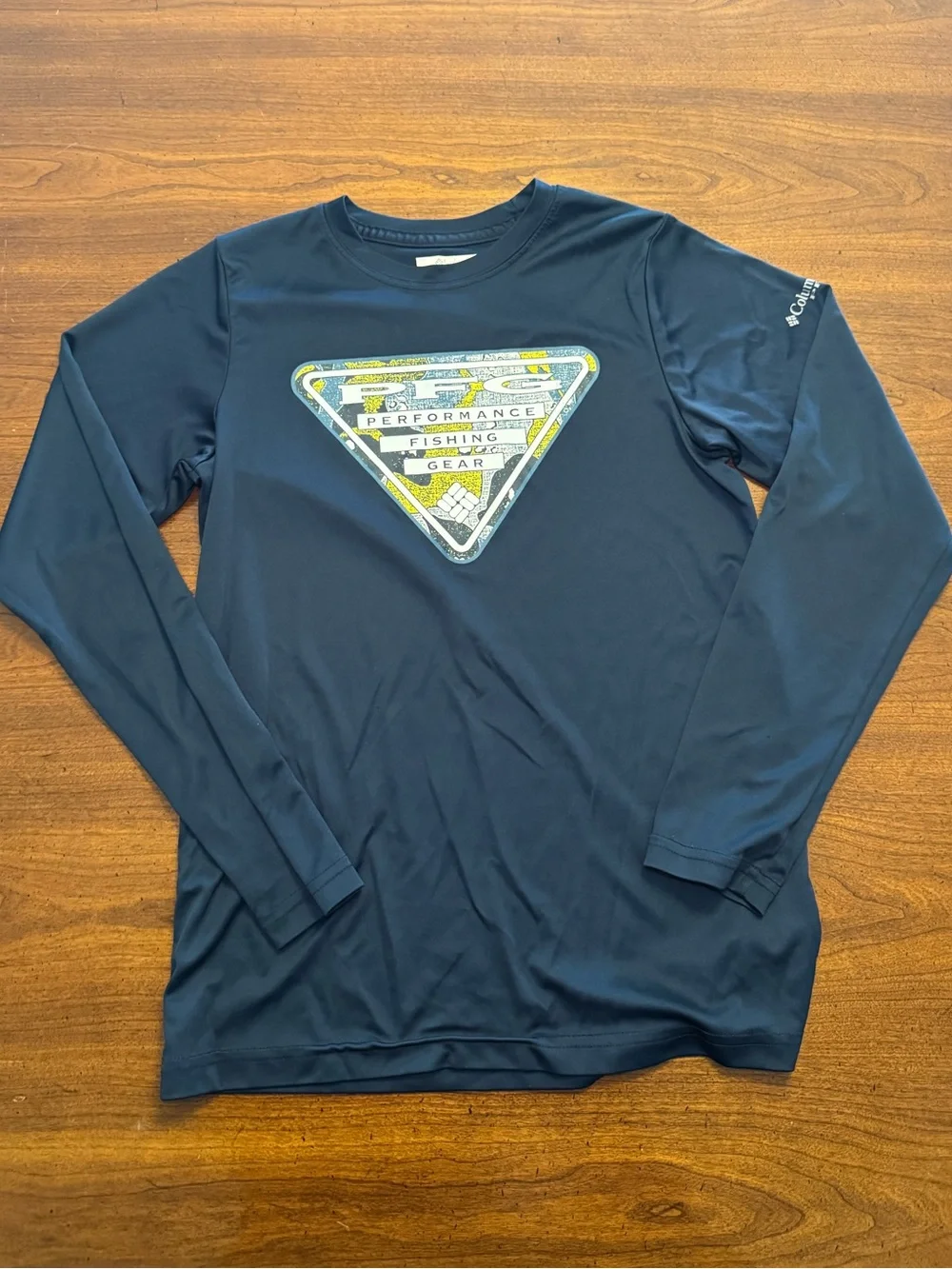 Columbia Youth PFG Sun Shirt Medium Navy Blue Logo